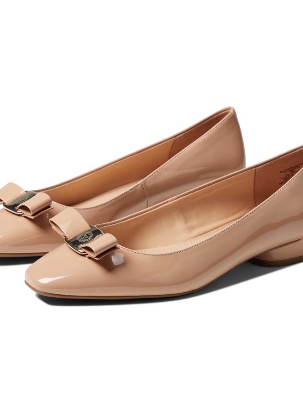 NEW Anne Klein Nude Patent Bow-Trim Flats